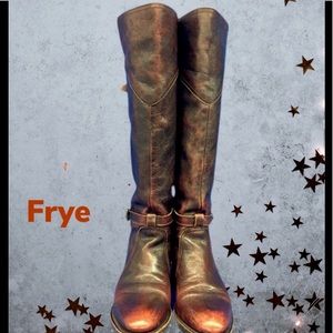 FRYE Women's 7 Dorado Oxblood Buckled Leather Riding boots